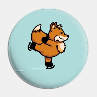 Fox on figure skates Pin