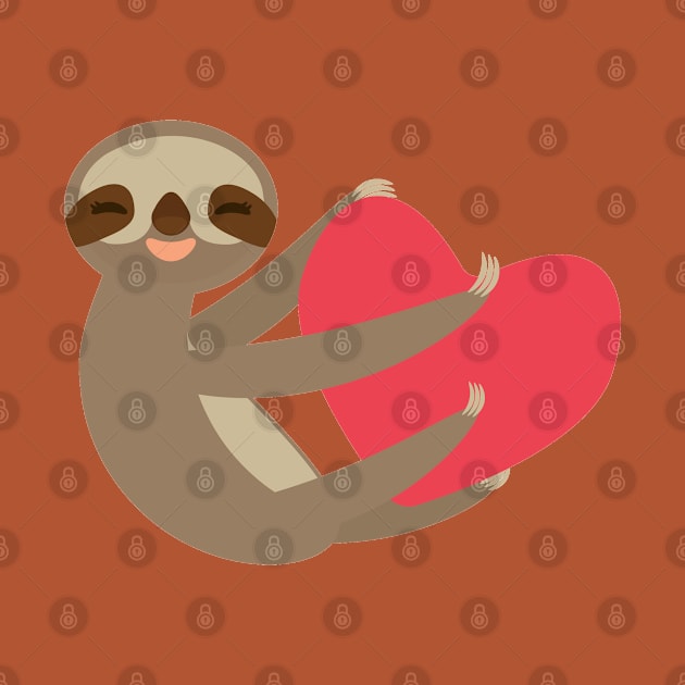 Cute sloth with red heart by EkaterinaP
