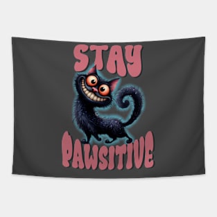 Stay Pawsitive Cat Tapestry