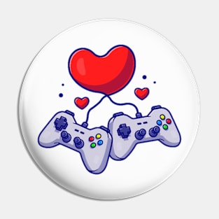 Two videogames console in love | Valentines hearts Pin