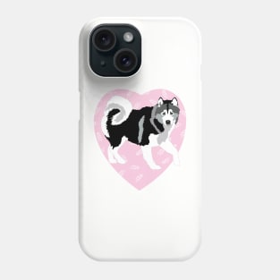 Husky Dog Love Pink Heart Phone Case