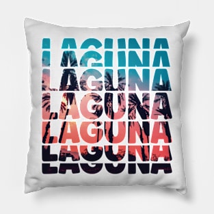 Laguna Beach California Vacation Ocean Palm Tree Sunset Pillow