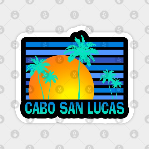 Cabo San Lucas Palm Tree Sunset Tropical Vacation Souvenir Magnet by Pine Hill Goods