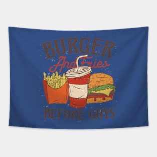 Burger And Fries Before Guys - Funny Tapestry