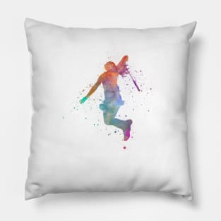 Badminton player in watercolor Pillow
