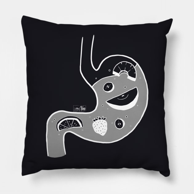 Food in My Stomach - Fruit Pillow by TheAlbinoSnowman