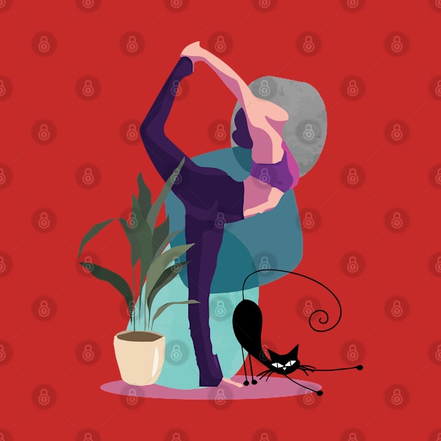 Girl does Yoga with her & cat | Passion by Art by Ergate