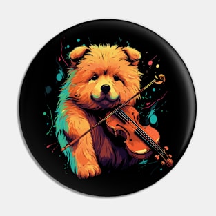 Chow Chow Playing Violin Pin