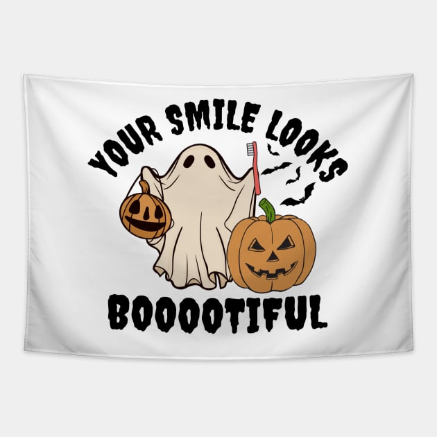 Retro Dental Halloween Funny Dental Hygienist Assistant Tech Halloween Tapestry by Nisrine