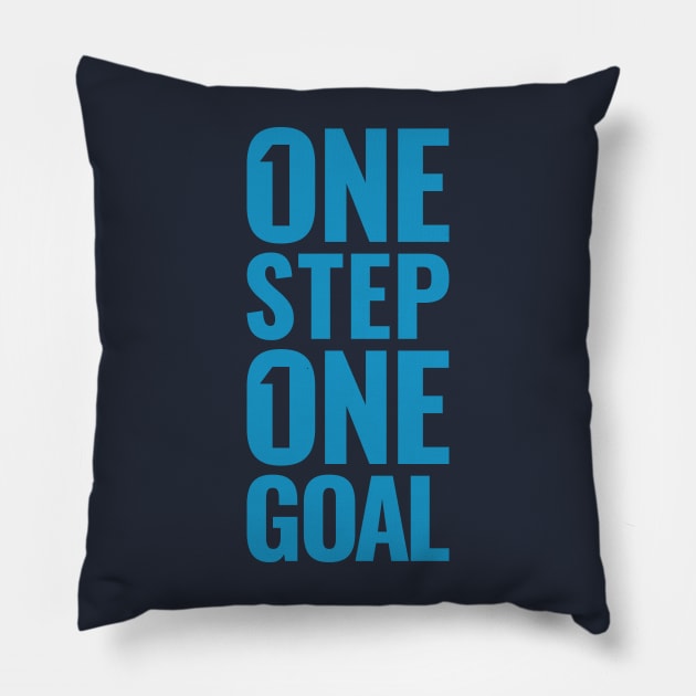 One step. One goal. / Blue Pillow by Magicform