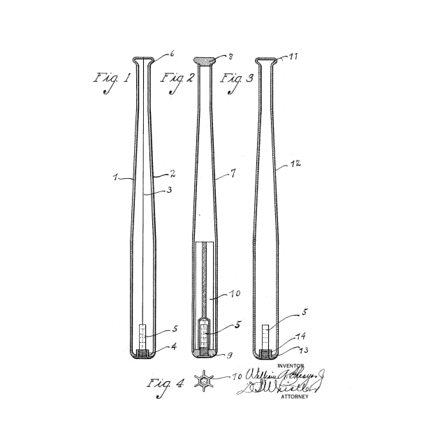 Baseball Bat Vintage Patent Drawing by TheYoungDesigns