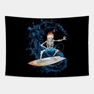 THE CRAZY SURFIST SKULL Tapestry