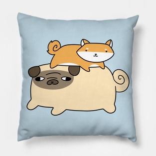 Pug and Little Shiba Pillow