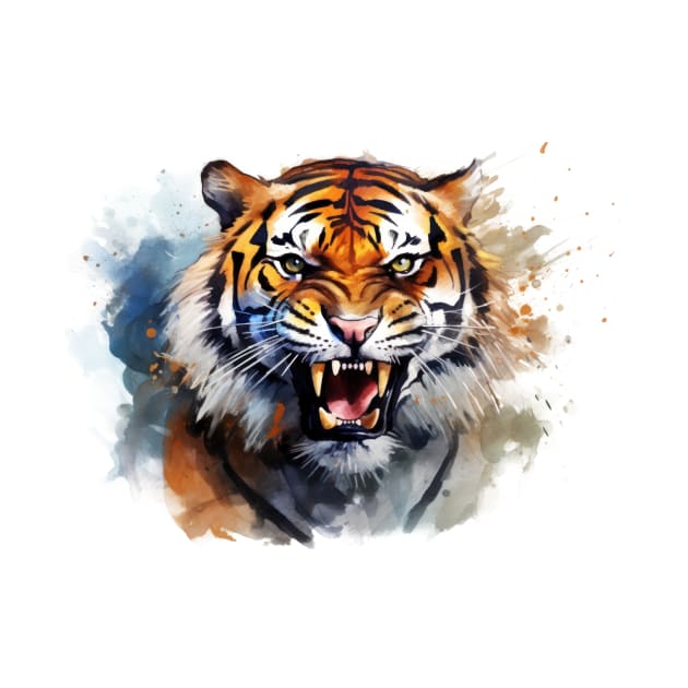 Roaring Watercolor Wild Tiger by Alienated