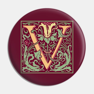 William Morris Vintage Letter V Pin