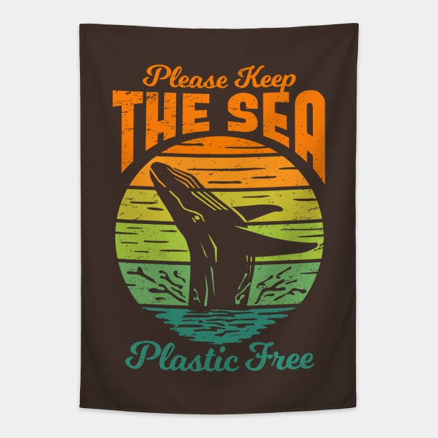 Please Keep the Sea Plastic Free - Save The Whales Tapestry by bangtees