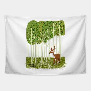 Deer in birch forest Tapestry