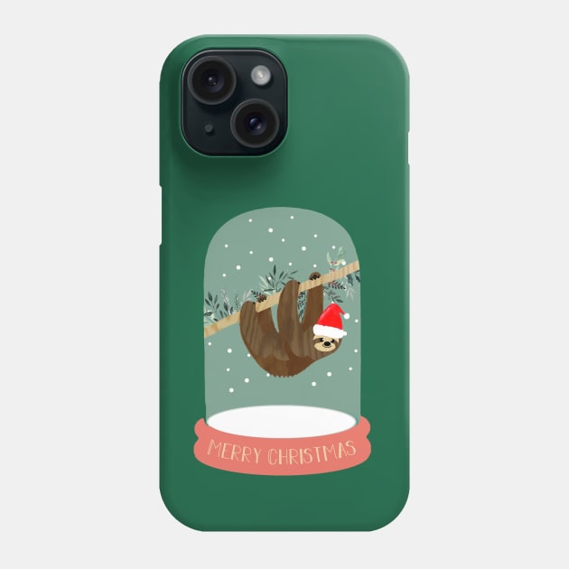 Cute xmas sloth Phone Case by GreenNest