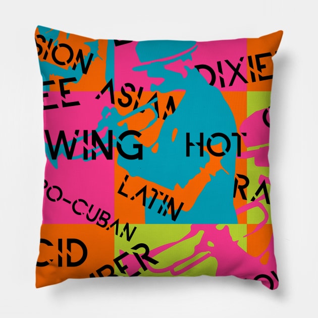 Jazz Genres Modern Art Style Pillow by jazzworldquest