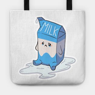 Sad blue crying kawaii spilt milk carton Tote