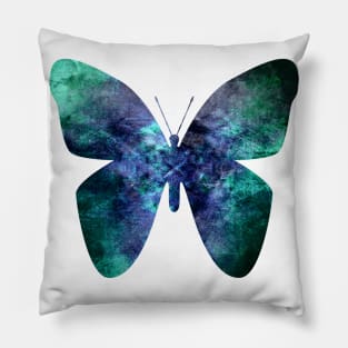 Green blue grungy butterfly Pillow