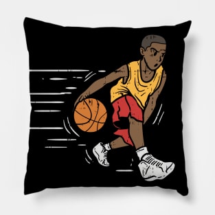 Fast dribbling basketball boy Pillow