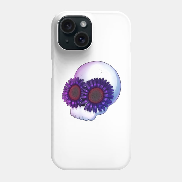 Skull with black flowers Phone Case by 2dsandy