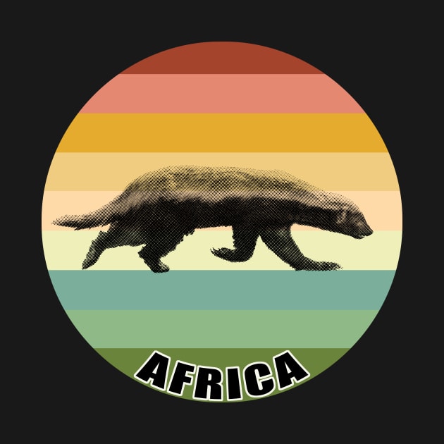 Honey Badger on the Prowl on Vintage Retro Africa Sunset by scotch