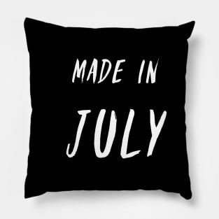 Made in July white text design Pillow