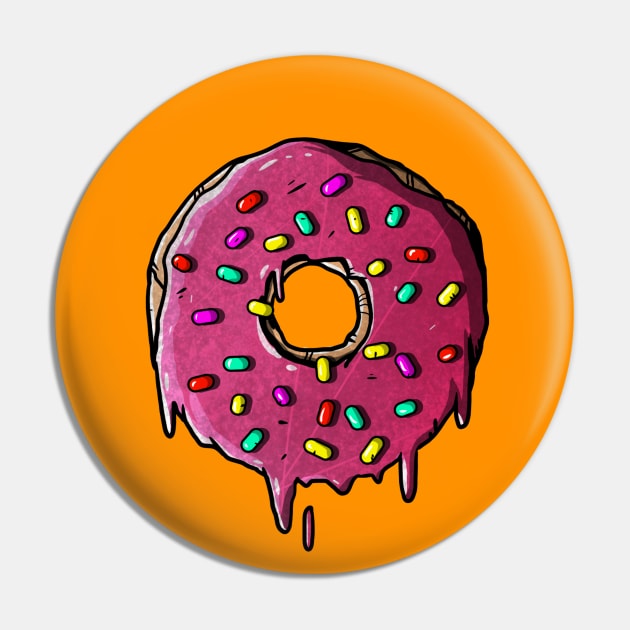 Melting Pink Donut Sticker Pin by A Comic Wizard