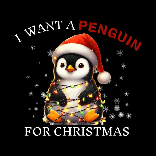 I Want a Penguin For Christmas Merry Christmas Xmas by Positive Designer