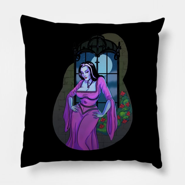 Lily Munster Pillow by Creepsandbabes