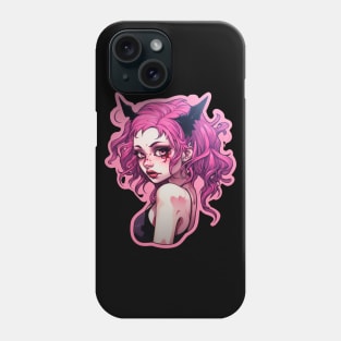 Pink Goth Cat Girl Cyberpunk Synthwave Phone Case