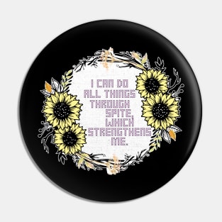 Sunflower Cross Stitch I Can Do All Things Through Spite, Which Strengthens Me Pin