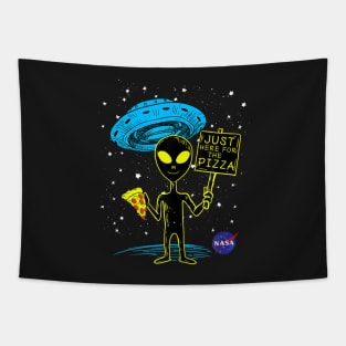 NASA UFO Alien Just Here For The Pizza Graphic Tapestry