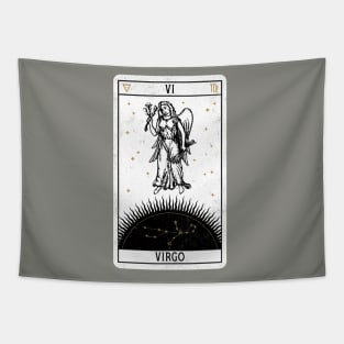 Virgo Distressed Goth Tarot Zodiac Sign Tapestry