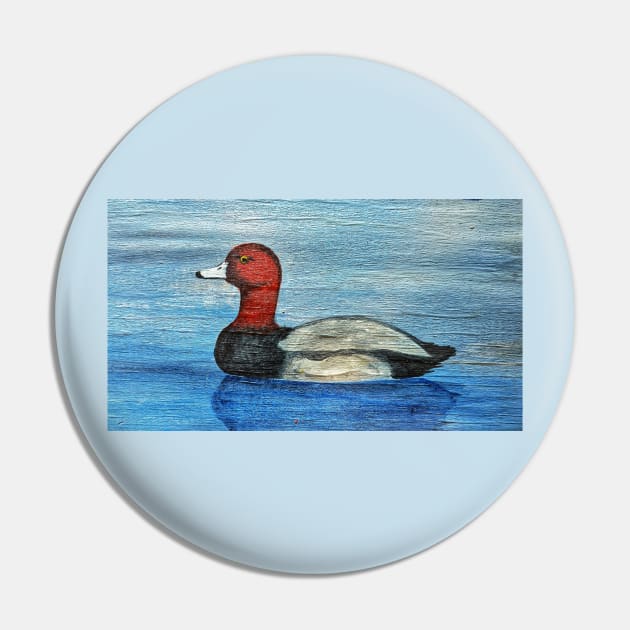 Redhead Duck on the Lake Pin by Matt Starr Fine Art