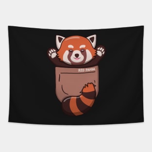 Cute Red Panda In Pocket Tapestry