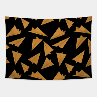 Paper Planes Pattern Golden Black Tapestry