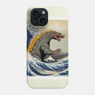 Godzilla vs the great wave off kanagawa Phone Case