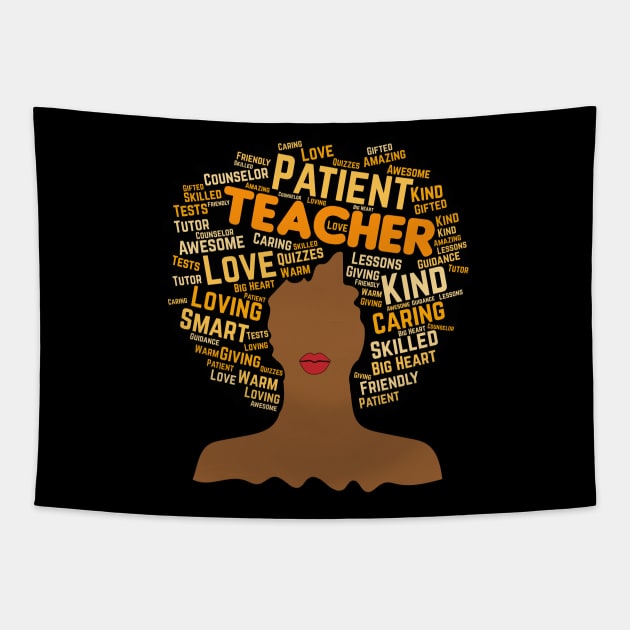 African American Teacher Words in Afro Tapestry by blackartmattersshop