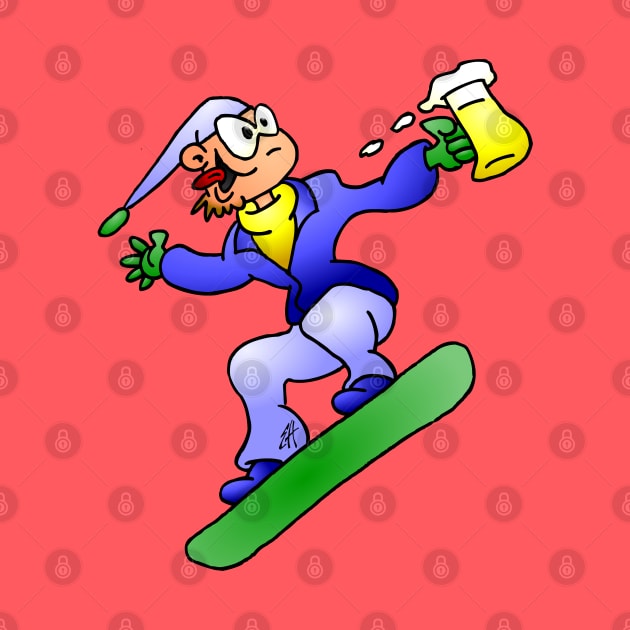 Snowboarding with a beer by Cardvibes