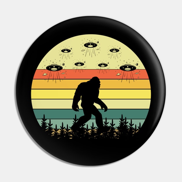 Retro Bigfoot Alien Sasquatch Cryptozoology Pin by Teewyld