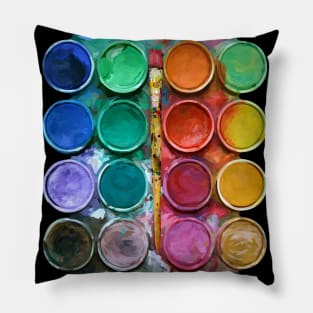 watercolor rainbow abstraction pallete Pillow