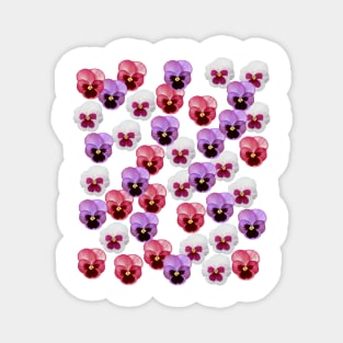 Pink Purple White Pansies Digital Oil Painting Magnet