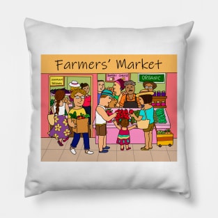 Farmers market grocery store. Healthy fresh food eating concept. Pillow