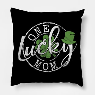 One Lucky Mom Funny Mother Irish Clovers Pillow