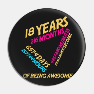 18 Years Old 216 Months Vintage Retro 18Th Pin