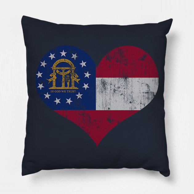 Vintage Flag of Georgia Heart Pillow by E