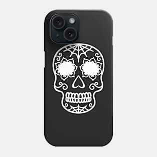 Halloween Sugar Skull Dia de los Muertos - Black and White Phone Case